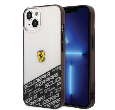 Ferrari PC/TPU IML Case with Bottom Scuderia Allover Print iPhone 14 Compatibility - Silver