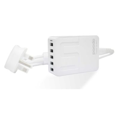 Porodo 5-Ports USB Charging Hub UK-Plug - White