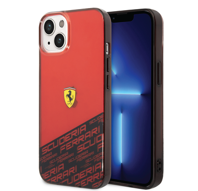 Ferrari PC/TPU IML Case with Bottom Scuderia Allover Print iPhone 14 Compatibility - Red