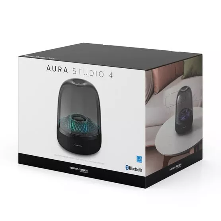 Harman Kardon Aura Studio 4 Wireless Stereo Speaker, Superior Sound performance, Unique diamond-effect lighting that dances to the music - Black