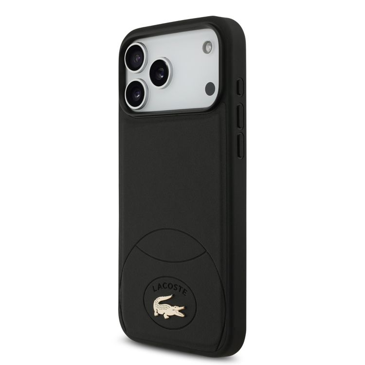 Lacoste MagSafe PU Leather Hard Case with Bliss Design for iPhone 17 Pro, Drop Protection, Slim Profile, Sustainable Packaging, Easy Snap-On Design - Black