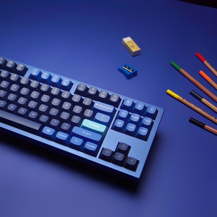 Keychron Q3 QMK Custom Hot-Swappable Gateron G-Pro Keybaord With RGB, Knob And Red Switch - Navy Blue