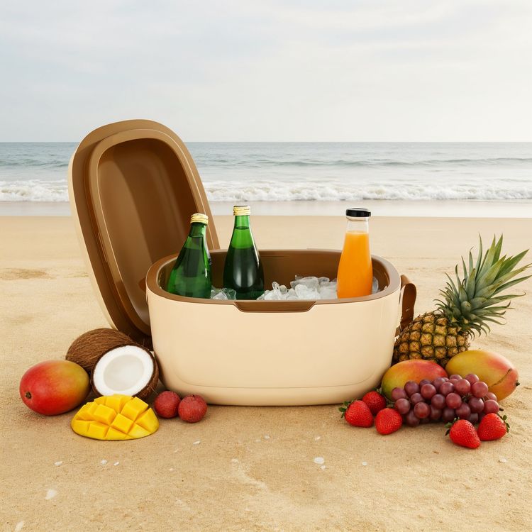 Green Lion Vintage Insulated Cooler Box 20L with Leak-Proof Design, Food-Grade Safety, Triple-Layer Insulation, Hot and Cold Storage, Adjustable Strap, Airtight Protection, Impact Resistant, Travel Friendly, Long-Lasting Insulation - Beige