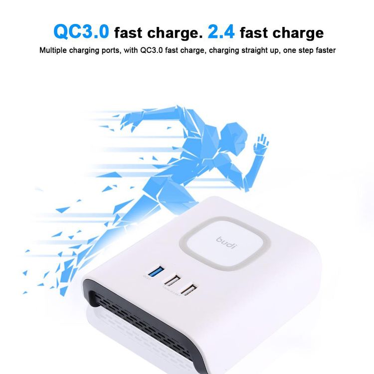 Budi Wireless Charger With 3 USB Charging Station