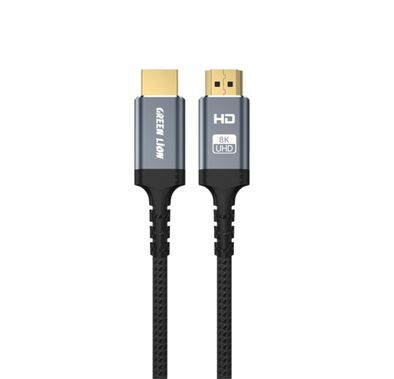 كابل HDMI إلى HDMI من جرين ليون بدقة 8K مع دعم الصوت المحيطي 7.1، وضع المرآة ووضع التمديد، بطول 2 متر، سرعة نقل 48 جيجابت في الثانية، دقة فائقة الوضوح 8K.