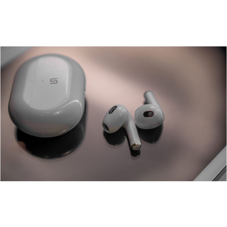 Porodo Soundtec Sense True Wireless Stereo Earbuds with High-Clarity Microphone, Siri Enabled, Perfect Fit, Touch Control, Patented Design, Compact and Lightweight - White