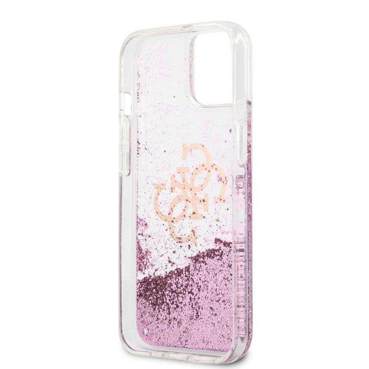 CG MOBILE Guess Liquid Glitter Case with 4G Electroplated Logo Compatible for iPhone 13 (6.1") Anti-Scratch, Easy Access to All Ports, Shock Absorption