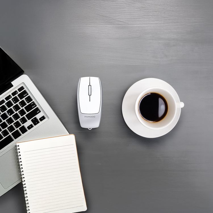 Porodo 1600DPI Wireless Mouse with Card Reader, 120mAh Battery, ABS Material, Bluetooth Version 5.1, 10m Working Distance, Silent Efficient Performance, Plug & Play - Silver