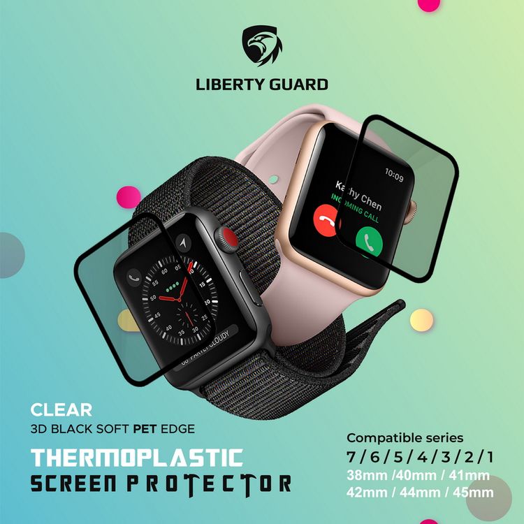 Liberty Guard 3D Full Cover Soft PET Edge Lens Protector for Apple Watch (41mm), Anti Shock & Anti Impact - Clear