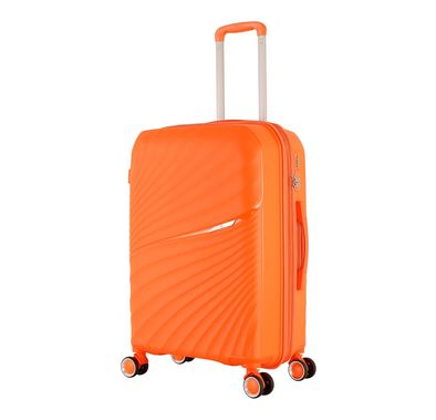 H.T Luggage Bag, Hard Case Polypropylene (PP) Material, Expandable, Telescopic Handle, Scratch Resistant, TSA Lock, Large Case Size - Orange