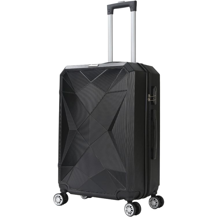 Levelo ABS Set of 3 Travel Luggage with Combination Lock, Hypoallergenic Interior Comfort, Impact-Resistant Corners, Integrated Weighing Scale, Iron Trolley, 20", 24" & 28" Luggage Sizes - Black