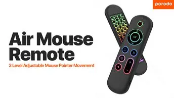 The Porodo Air Mouse Remote and Mini Keyboard in UAE | 6-Axis Gyro Sensor - Black Color |  (PDARMKBBK)
