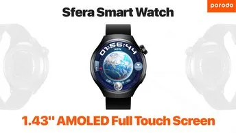 Porodo Sfera Smart Watch with AMOLED Full Touch Screen in UAE | Watch Finder - Black Color | (PD-SFERA-BK)