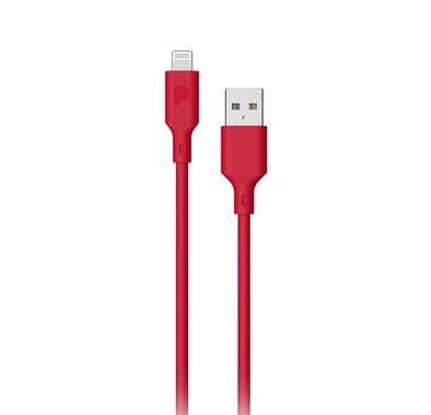 كيبل باورولوجي USB-A إلى Lightning، تيار شحن 2.4، مادة PVC مقاومة للحريق، طول الكيبل 1.2 متر، عمر افتراضي لأكثر من 5000 انحناء، شحن سريع وتزامن بيانات - أحمر