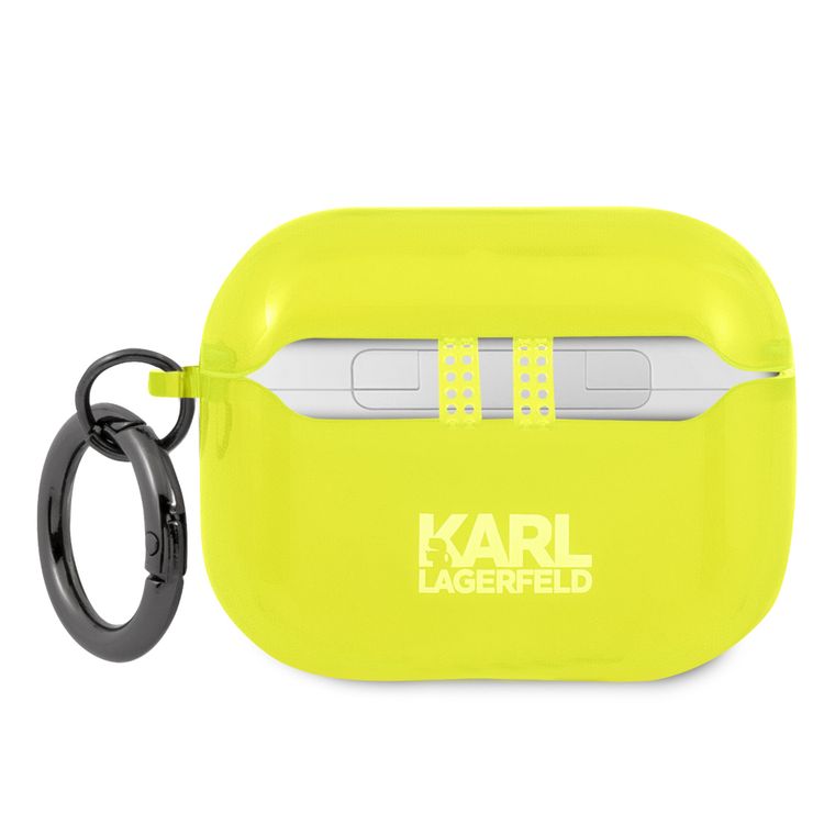 CG MOBILE Karl Lagerfeld TPU Choupette Fluo Case with Ring for Apple Airpods Pro, Scratch & Drop Resistant, Dustproof & Absorbing Protective Silicone Cover Officially Licensed Yellow