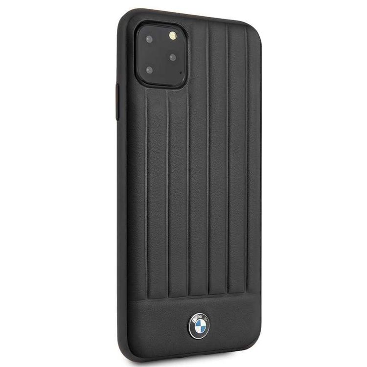 BMW Hard Case Leather Lines Compatible with iPhone 11 Pro Max, Full Protection, Accurate Cutouts Easy Access to All Ports, Scratch Resistant - Black