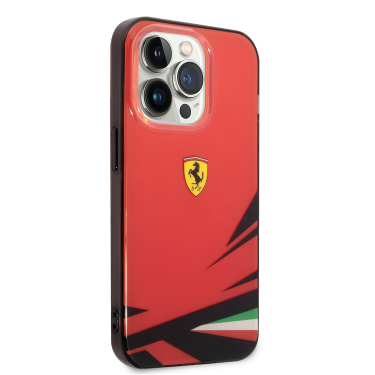Ferrari PC/TPU Case with Double Layer Print iPhone 14 Pro Max Compatibility - Red