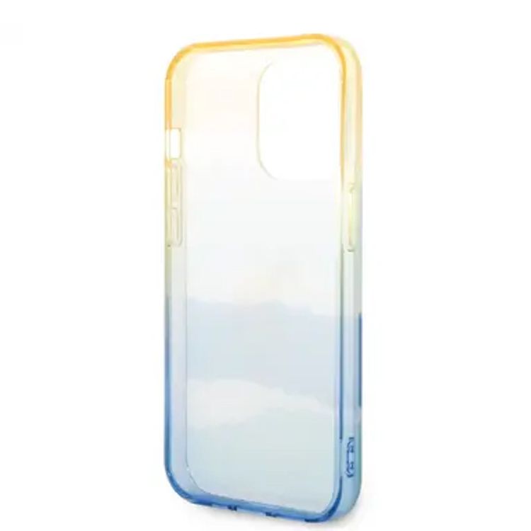 USPA PC/TPU Case with Blurred Stripes & Horse Logo iPhone 14 Pro Max Compatibility - Yellow