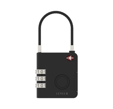  Levelo TabiLock TSA Approved Smart Luggage Lock, 120 Days Working Time, Replaceable Lithium Coin Battery, 3-Digit Combination Lock, Anti-Theft System, Steel Cable with Aluminum Alloy Finish - Black