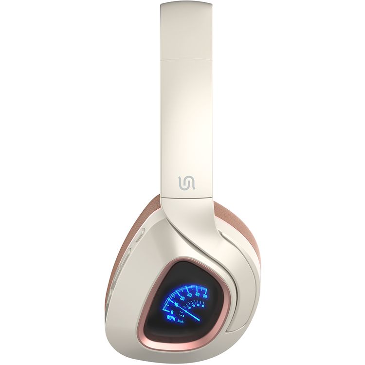 Porodo Clap ANC Wireless Headphones with LED Light Meter, High-Grade Microphone, 500mAh Battery Capacity, 2 Hours Charging Time, Bluetooth Version 5.4, 15m Transmission Distance, Up to 50 Hours Play Time, Hands-Free Calls, Foldable Design - Beige