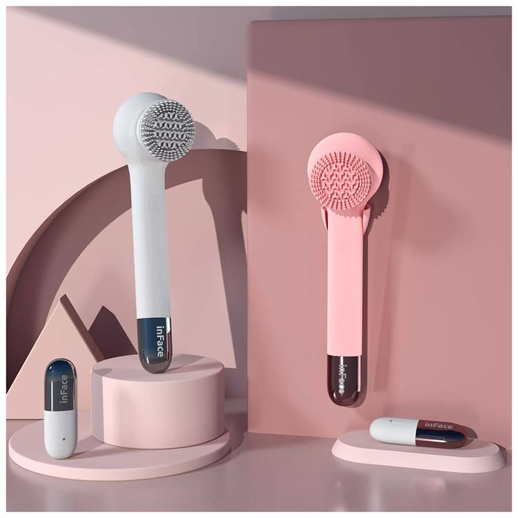 inFace SPA Massager with Dual Rotating Head, 4.5W Power, 1-2 Hours Working Time, 10000 Vibration Frequency, IPX7 Water Resistance Rating - Pink