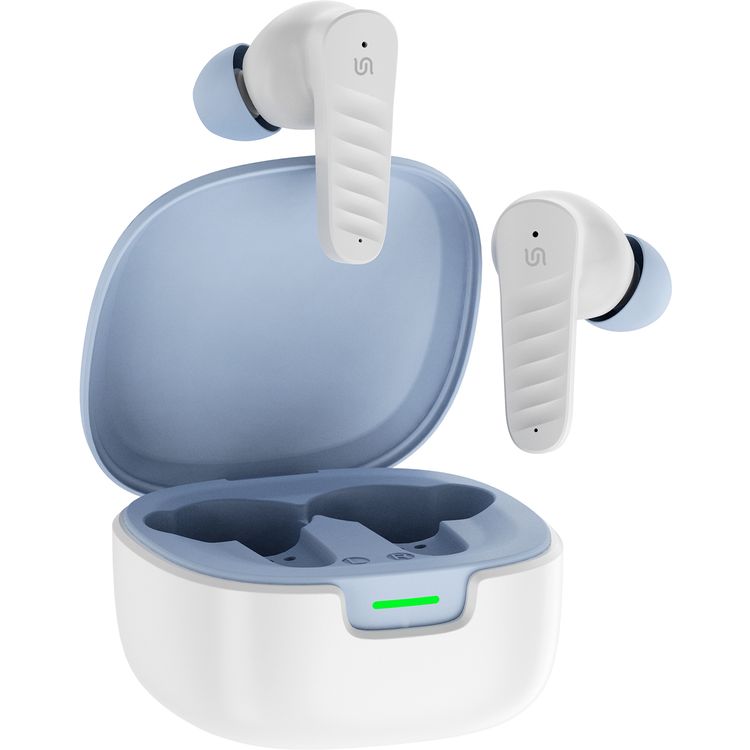 Porodo Ultrafit TWS Wireless Earbuds with Ergonomic In-Ear Design, Up to 100 Hours Play Time, Active Noise Cancellation, Bluetooth Version 5.4, 10m Transmission Distance, 250mAh Charging Case & 40mAh Earbuds Battery, Touch Control - White