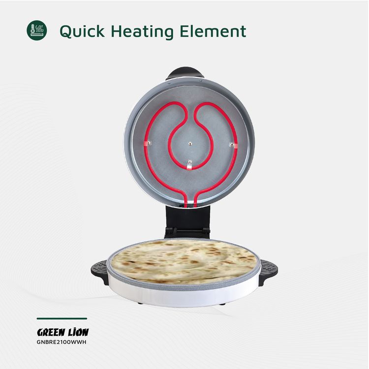 Green Lion Classic Bread Maker with Aluminum Alloy & Stainless Steel Material, 1.5m Power Cord, 100-240°C Temperature Control, Non-Stick Coating Plate, Dishwasher Safe – White