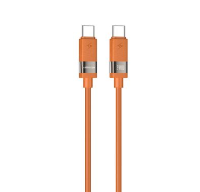 Green Lion Matte Silicone USB-C to USB-C Cable with 240W Ultra-Fast Charging Power, Compatible with Laptop,  USB 2.0 480 Mbps Data Transfer, Secure & Safe, Charge & Sync, Matte Silicone + Aluminum Alloy Material, 1m Cable Length - Orange