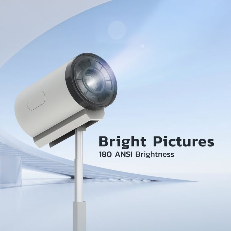 Porodo Lumino Smart FHD Projector with Adjustable Telescopic Stand, 100" Ultra Wide Screen, Android 13, Remote Controller, 2.69" LCD Panel Size, ×1 HD Multimedia & ×1 USB-A & ×1 Audio Inerface, 30"-100" Projection Size, 1-3m Projection Distance, Cinematic Screen Viewing - Gray