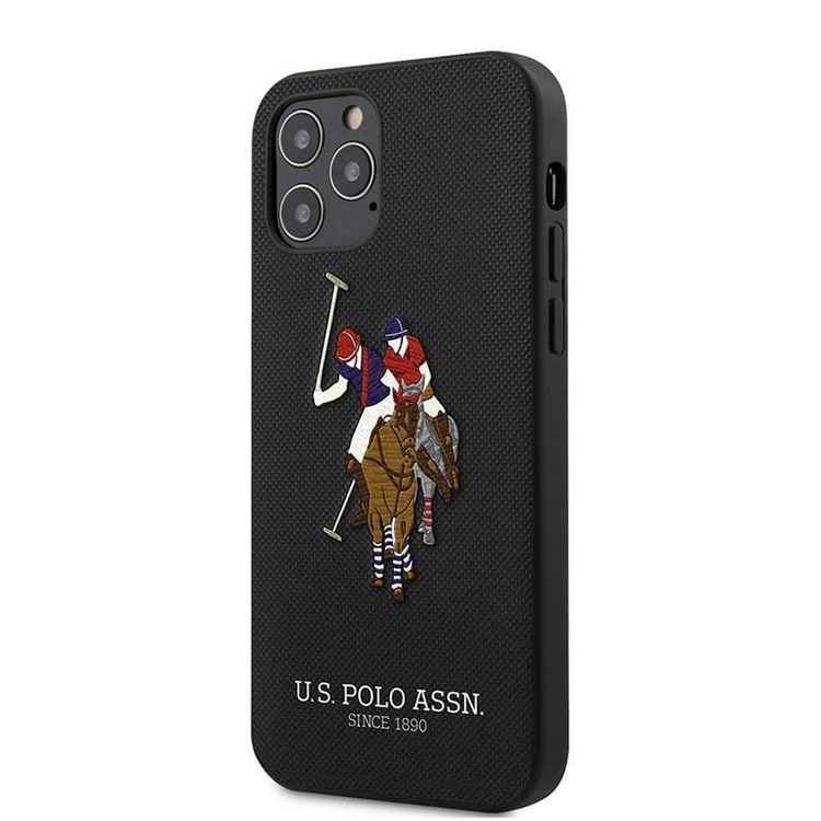 CG Mobile U.S. Polo Assn. PU Hard Case Polo Embroidery for iPhone 12 / 12 Pro (6.1") Shock & Drop Protection Suitable with Wireless Chargers Officially Licensed Black
