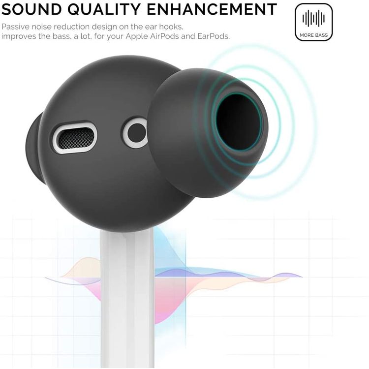 AhaStyle Silicone Cover for Airpods ( 3 Small Pairs ) - Black