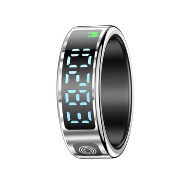 Porodo FitSync Smart Ring with Digital Display with Touch Scroll Function in Large Size 10, Up to 4 Days Active Use Time, 96KB Ram & 128KB ROM, Camera Gesture Control, Activity Tracking & 128 Sport Modes - Silver
