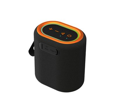 Porodo Soundtec Rave Portable Speaker with 8 Hours of Playtime at 50%, 66mm Speaker Driver, 12W Max Output, Built-in 3.7V 2000mAh Battery, Bluetooth 5.3, 10m Transmission Range, 160Hz-20kHz Frequency Response Range, Micro SD Card Compatible, IPX6 Water Resistant, Type-C Charging - Black