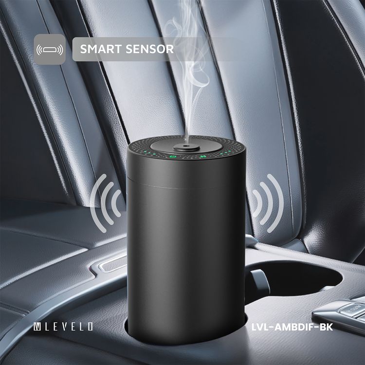 Levelo Ambiance Car Aroma Diffuser, 2000 mAh Battery Capacity, Aluminum + Plastic Material, 5 Hours Charging Time, 14 Hours Working Time, Type-C Charging Port - Black