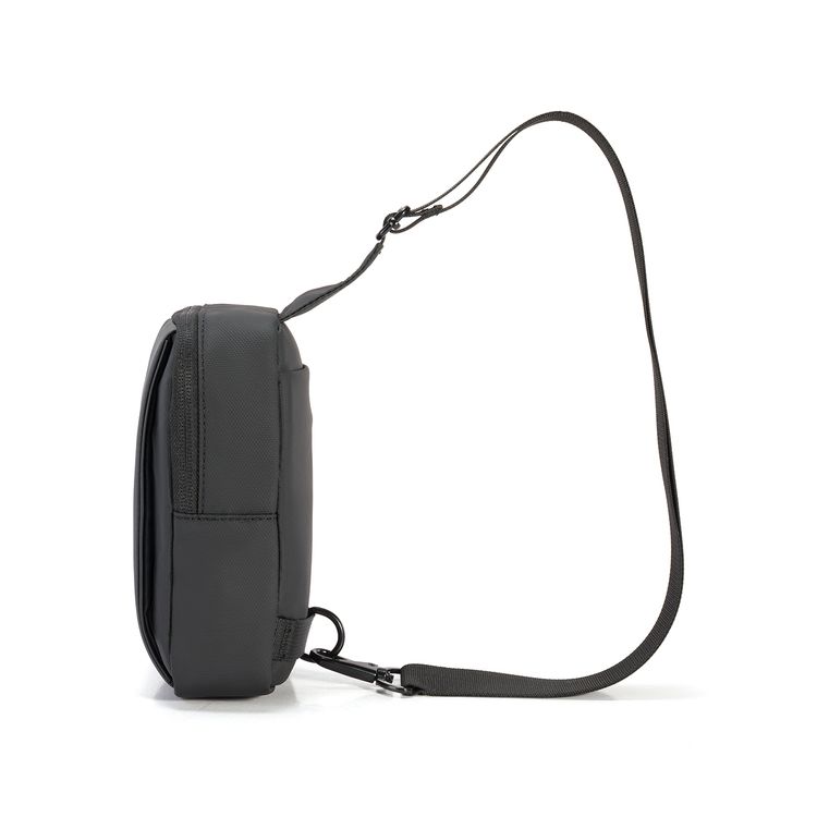 Porodo Lifestyle Sling Bag with Adjustable Shoulder Strap, Durable Material, Smooth Zipper, Type-C Charging Port, PD 20W, Water Resistant - Black / Gray