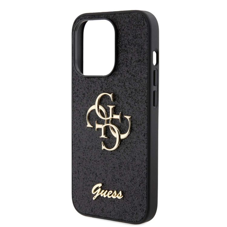 Guess Fixed Glitter Case with Big 4G Logo - Black - iPhone 15 Pro