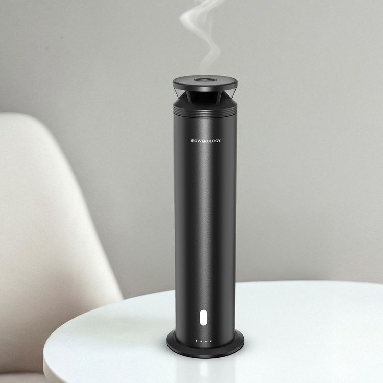 Powerology Waterless Scent Diffuser with 120mL Bottle Capacity, 10W Power, Wi-Fi Compatibility, Cold Air Technology, 100m² Scent Coverage Range, Remote Control Included - Black