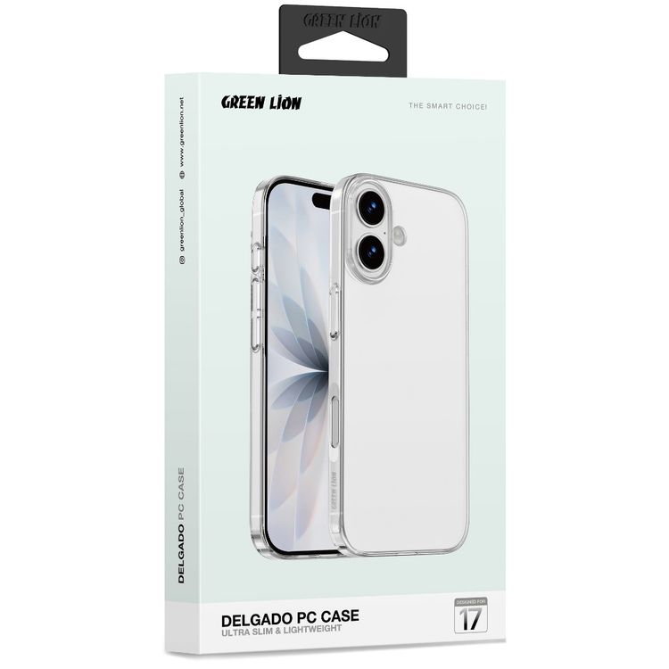 جراب جرين ليون ديلجادو لجهاز آيفون مع حماية للكاميرا، تصميم فائق النحافة بسمك 0.5 مم، مضاد لبصمات الأصابع، وضوح عالي الدقة، مقاوم للخدوش، هيكل عالي الصلابة، مضاد للاصفرار.