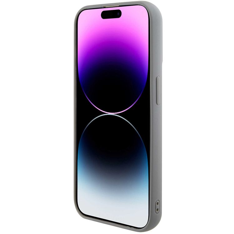 حافظة Guess Sequin Script مع شعار Guess Metal - فضة - iPhone 15 Pro Max