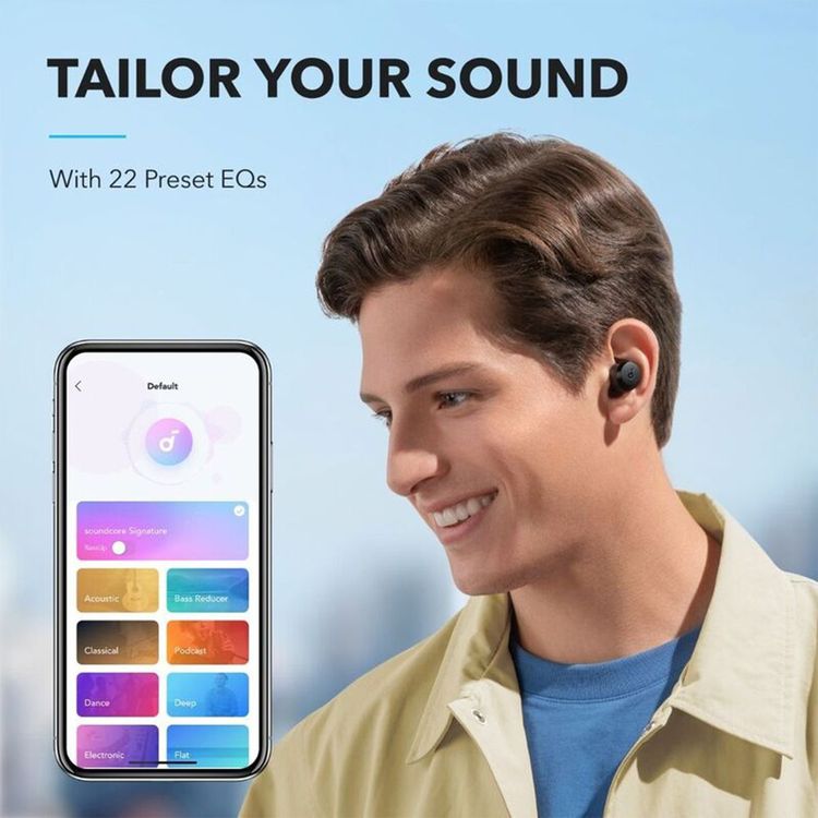Soundcore A20I True Wireless Earbuds, Customized Sound, Fast Charging, 28 Hours Battery Life, IPX5 Water-Resistant - Black