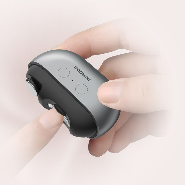 Porodo Multi-Function Electric Nail Clipper with Dual-Speed Settings for Trimming & Polishing, 500mAh Battery, 3 Hours Working Time, Built-in LED Light, Magnetic Safety Cover, USB-C Charging Port - Gray