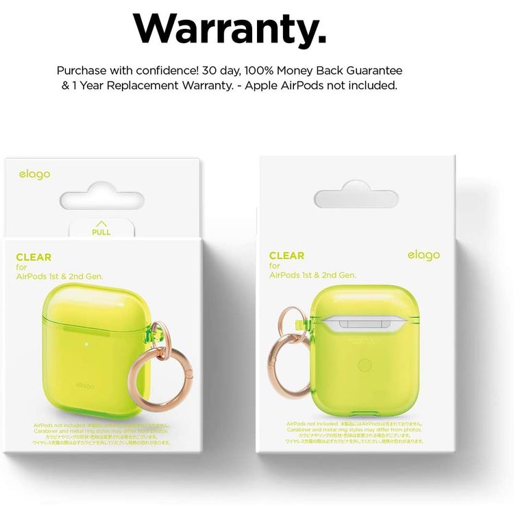 Elago Clear (TPU) Hang Case Compatible for Apple AirPods 1&2 Generation, Front LED Visible, Scratch Resistant, Drop Resistant, Dustproof and Absorbing Protective Cover
