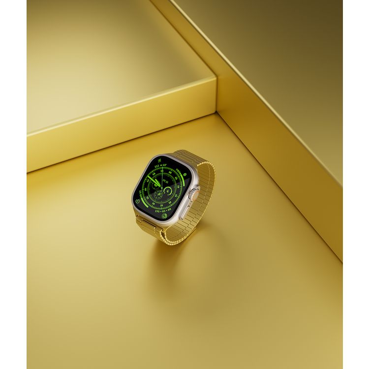 حزام ساعة ليفيلو ميلانو لساعة ابل 49/45 ملم، خفيف الوزن ومتين للغاية، وصلات قابلة للتعديل، مادة لا تسبب الحساسية، تكنولوجيا مضادة للأكسدة - ذهبي