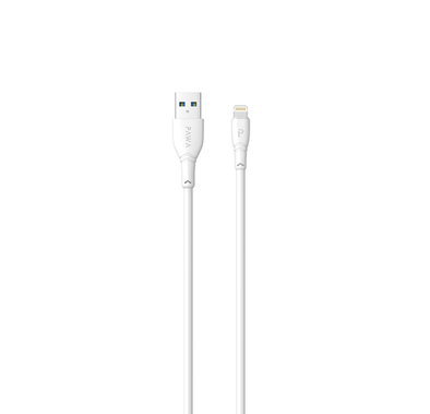 كابل لايتنينج للشحن السريع ونقل البيانات من Pawa PVC بطول 1.2 متر، 480 ميجابايت/ثانية، 2.4 أمبير - أبيض