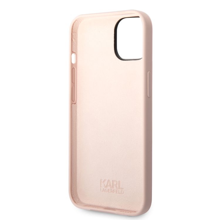 Karl Lagerfeld Liquid Silicone Case with Karl Head Logo iPhone 14 Compatibility - Pink