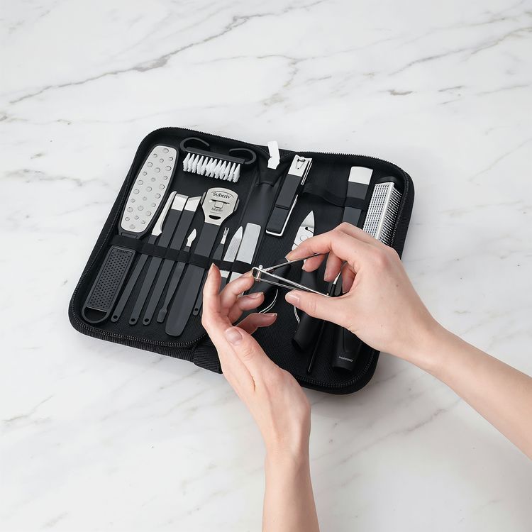 Porodo 16-in-1  Portable Nail Clipper Set for Manicure and Pedicure with High-Precision Tools, Portable and Lightweight, Multi-Use Functionality, Ergonomic Design - Black