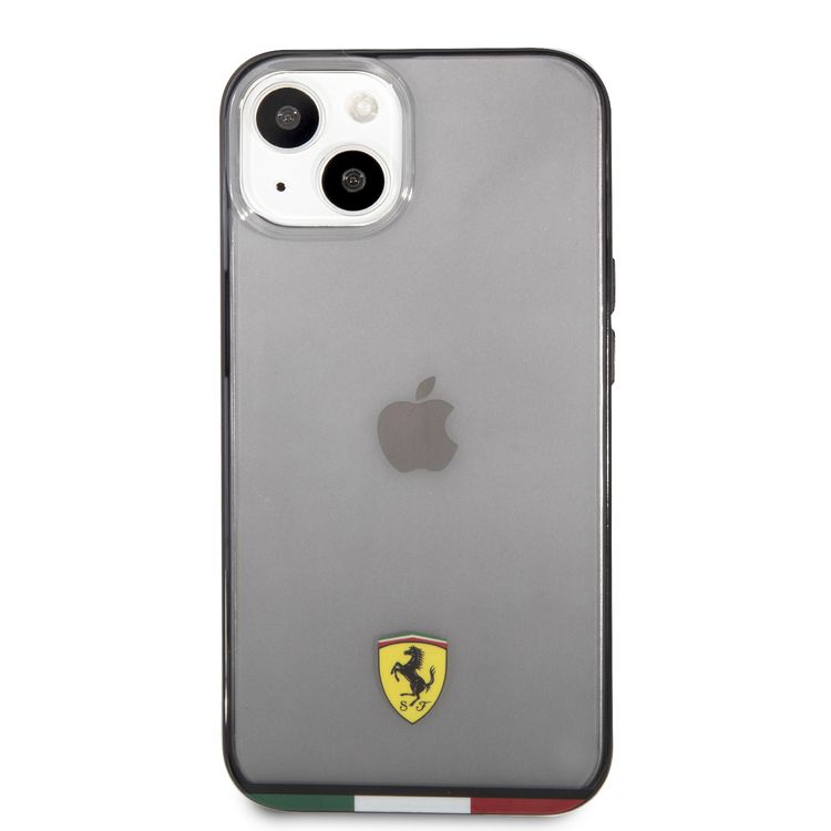CG MOBILE Ferrari Italia Stripe Transparent Hard Case Print Logo Compatible for iPhone 13 (6.1") Scratches Resistant, Easy Access to All Ports