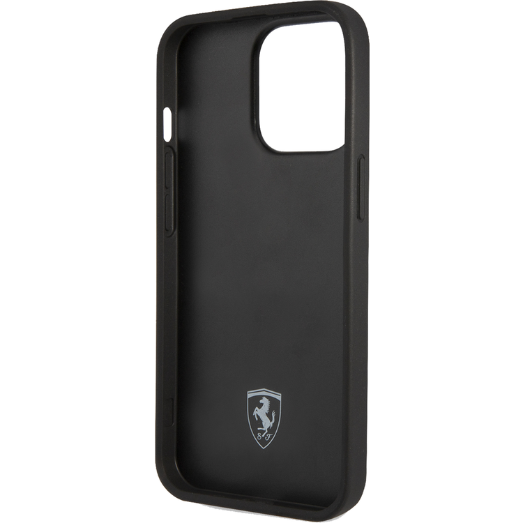 Ferrari Leather Printed Big SF Logo Hard case, Drop protection, Compatible with iPhone 13 Pro - Black