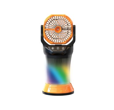Porodo FreshPulse Portable Misting Fan with Cool Spray, 15000mAh Battery Capacity, 4-5 Hours Charging Time, 2L Water Tank Capacity, 98 Hours Working Time, 50 Lumens Brightness, Remote Control, RGB Lighting - Orange / Black