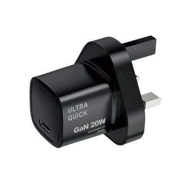 Pawa GaN Charger PD 20W Type-C Port UK Standard - Black